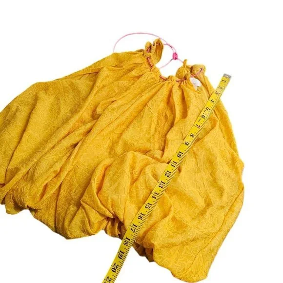 Anthropologie Halter Parachute Bubble-Hem Crinkle Toggle Tank Yellow Size S, NWT - Picture 6 of 9